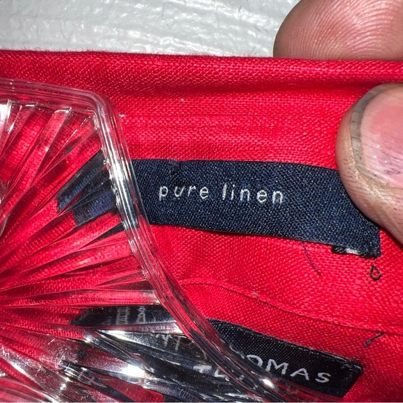 Grant Thomas Red Men’s 100% Linen Size Large Short Sleeve Oxford - Picture 3 of 7